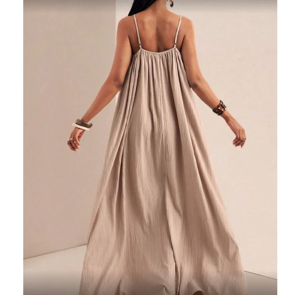 Comfy khaki cami maxi dress